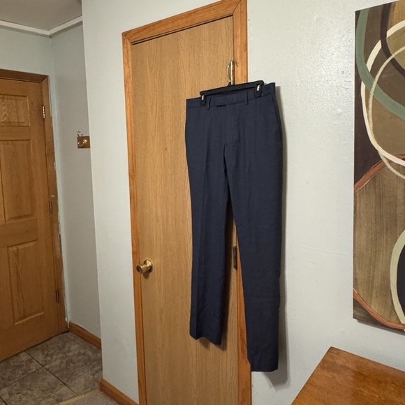 Banana Republic "Slim Fit" Size 32x32 Navy w/Houndstooth Print Trouser Pants - Picture 2 of 6